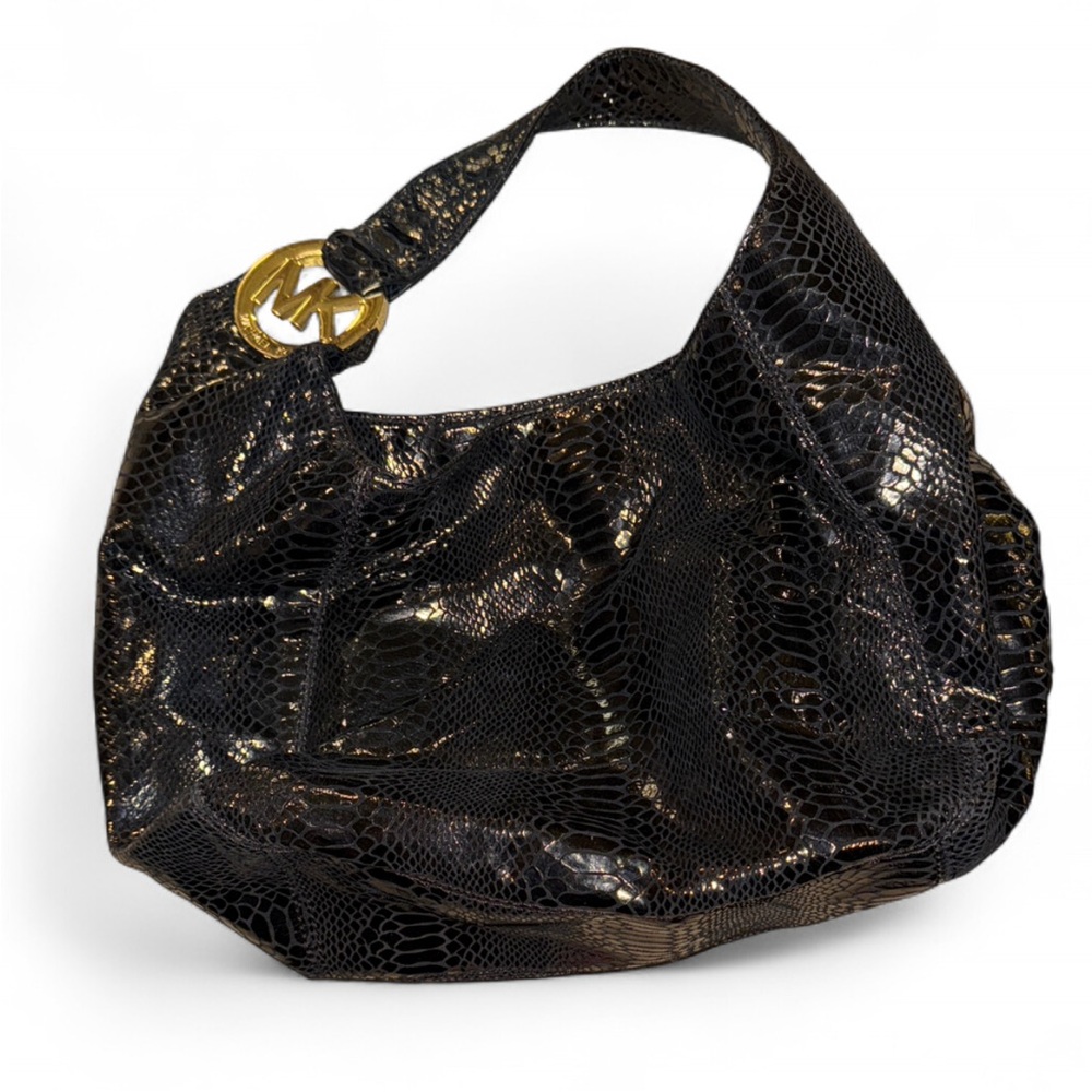 Michael Kors Black Snake Print Hobo Bag